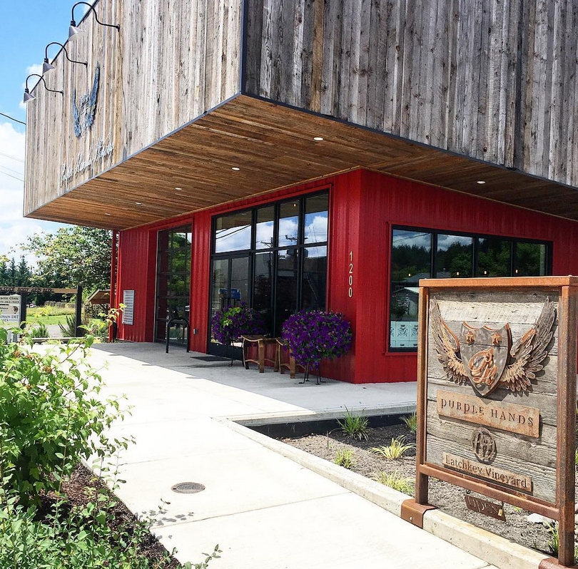 Purple hands tasting room ext.